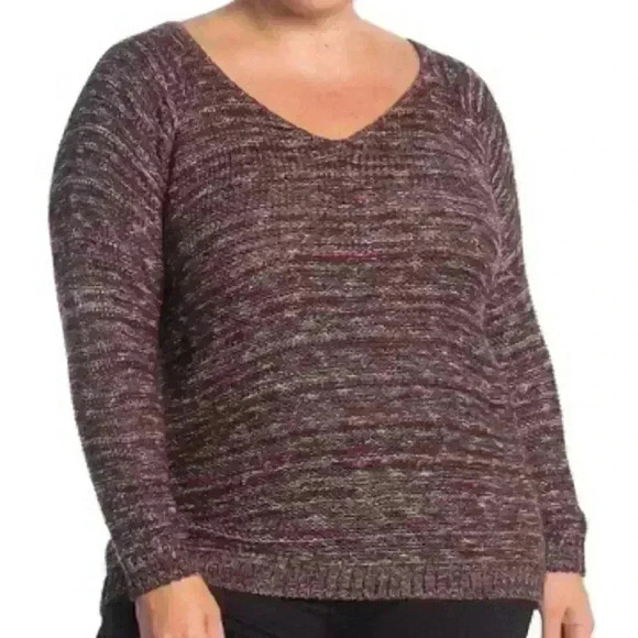 Susina Sweaters - susina Marled Knit Sweater Burgundy Beet 1X